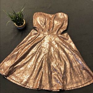 Strapless Sequin Cutouts Dress